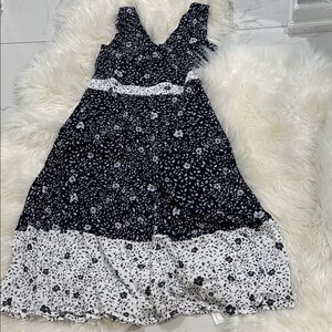 Charter Club Navy and White Floral Tiered Sundress